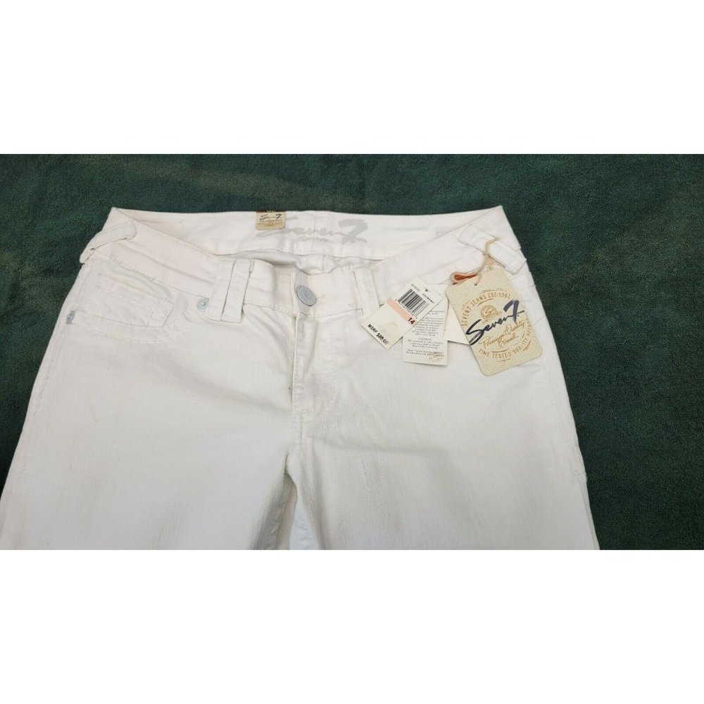 Seven 7 Denim Jeans Women Size 14 Slim Straight 34 Waist New With Tags White